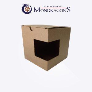 Caja café con vista, para taza 11x11x11cm | Caja con 50 piezas