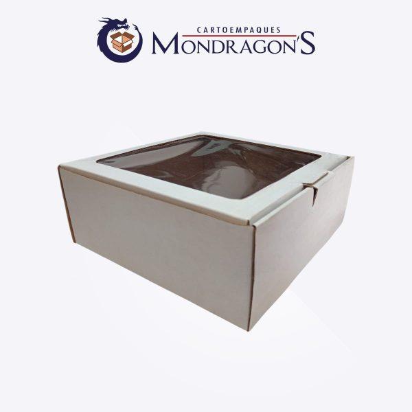 Caja blanca tipo GiftBox 25x25x10 cm (ventana) | Paquete de 50 piezas