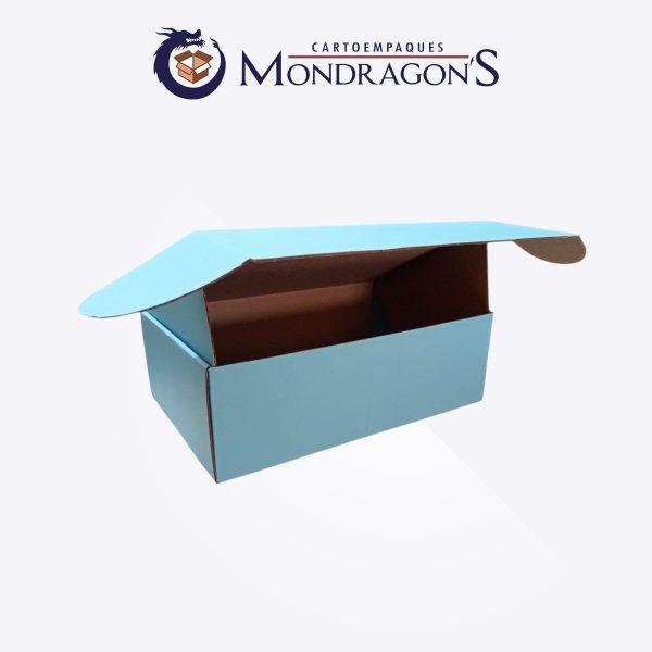 Caja azul tipo Mailbox chica 30x20x10 cm | Paquete de 50 piezas